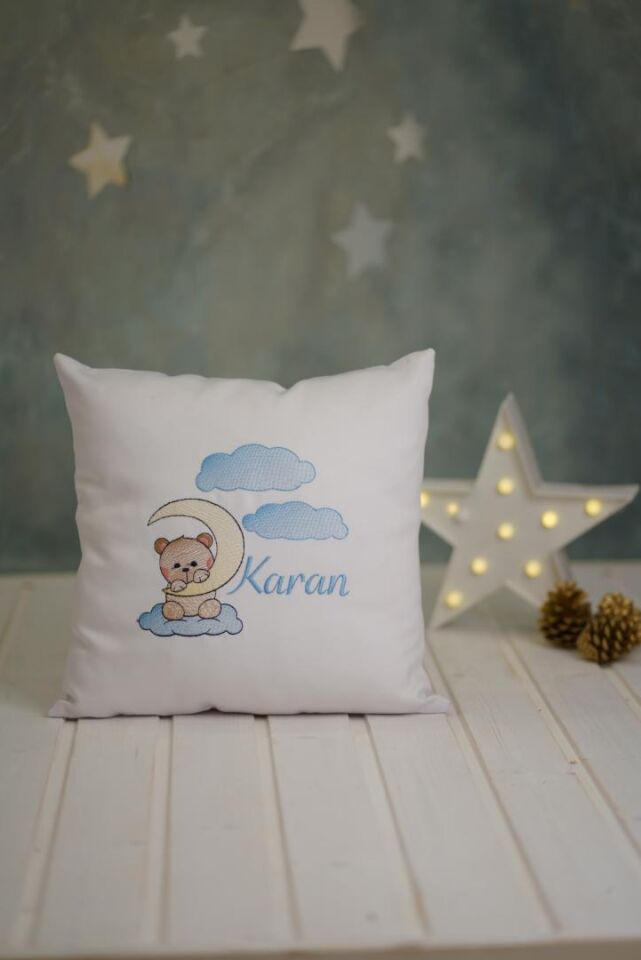 İSME ÖZEL NAKIŞLI KIRLENT (AYICIK VE BULUT)